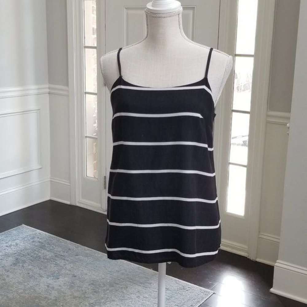 M M Couture Black White Stripes Strappy Top Size Large